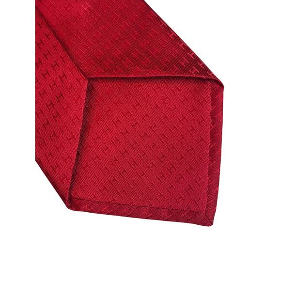 Hermès Silk Tie Men’s Red H Pattern Monogram Luxury Necktie France One Size - Picture 12 of 14